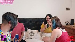 Swinger 4some: Two Stepsisters Share Boyfriends' Cum in Doggystyle Orgy