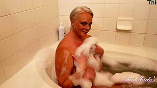 Auntjudys busty hairy milf cameron skye soaps up her big natural tits in the bath 😍🛁