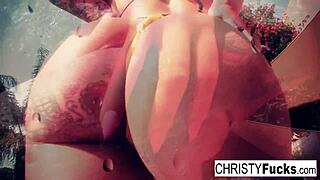 hey christy mack rubs her big tits in steamy shower