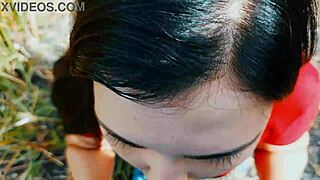 wanna watch this latina wife risk a passionate blowjob outdoors?