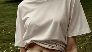 i feel sexy in lingerie under cherry blossom trees barefoot