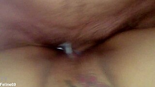 oh man this creamy mulata wife shakes her big ass on that monster cock before squirting hard in 69 creampie interracial bliss