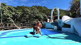 wanna see this tattooed latina's big pussy lips stretched by monster cock poolside?