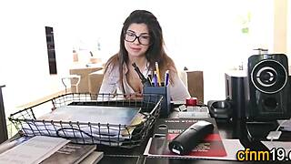 clothed latina teen bent over doggystyle takes monster cock cumshot on glasses