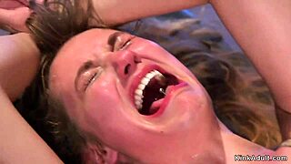 can you handle watching this gagged brunette get roughly banged and choked?