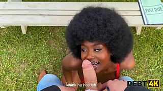 ebony goddess seduces with shaved pussy for interracial debt cock