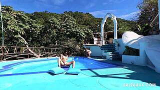 wanna see this tattooed latina's big pussy lips stretched by monster cock poolside?