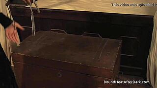 lesbian mistress gifts her bound slave a collar and chain for total submission play