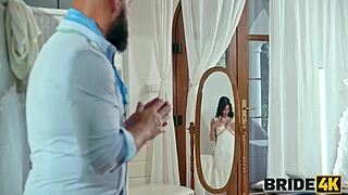 man that sexy skinny bride just handed her shaved pussy to the salon owner's huge dick