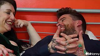 Busty Tattooed Milf Rides Luke's Cock Cowgirl Doggystyle in Fishnets Hardcore