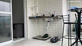 whoa! this brazilian maid's juicy ass pops in tight shorts!!