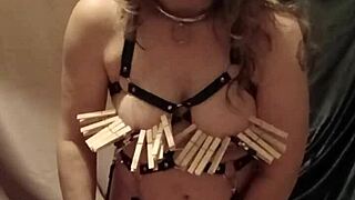 omg french milf slave in leather harness mouth gag auto session 😈🔥