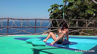 wanna see this tattooed latina's big pussy lips stretched by monster cock poolside?