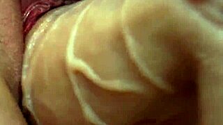 Masturbating Babe Fingers and Toys Pussy in Heels Stockings Close Up