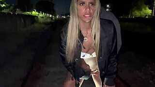 Hot Wife Fucks on Train Tracks Live with Husband Watching Exhibitionist Style