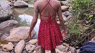 Petite Latina Cutie Fucked Rough Outdoors by River! Public Creampie