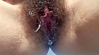 Amateur Husband Fucks Wife's Hairy Pussy Creampie Close-Up Ride