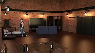 Nasty crossdresser in ripped clothes gloryhole bukkake