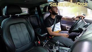 Blonde Big Ass Sucks Cock Wet in Car! Creampie Explosion