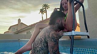 i pay the pool boy to lick my wet pussy then fuck me doggystyle bent over poolside