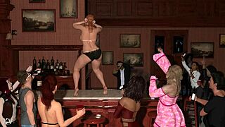 Nasty crossdresser in ripped clothes gloryhole bukkake