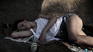 Perv stranger scrubs homeless teen then pounds her roughly deep