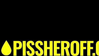 thick latina with massive tits gulps piss from huge white cock in wild shower frenzy!