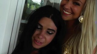 Blonde and brunette babes rip clothes for juicy pussy licking squirting lesbian orgy