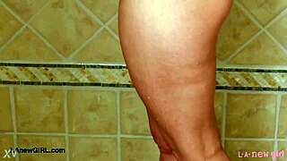 captivating blonde model strips for steamy shower casting photoshoot 😘🚿📸