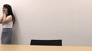 Japanese busty teen idol auditions with huge natural tits in first-time massage casting!