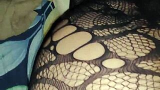 Slutty Filipina, ready for your first anal finger fuck in fishnets with cum everywhere?!
