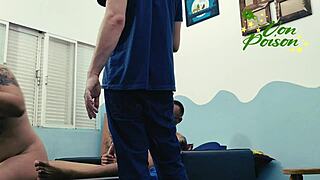 behind the scenes i share his huge cock bareback with my little sis ffm brazilian slut action