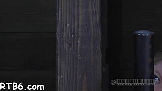 horny femdom ties up bondman for rough pussy sucking