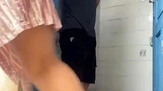 a boss lady tricks builder into bathroom alone for sneaky toilet fun