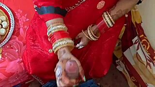 exotic indian girlfriend bent over doggystyle on bed after dirty talk and cunilingus kiss