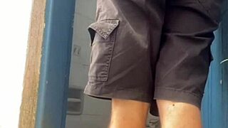 a boss lady tricks builder into bathroom alone for sneaky toilet fun