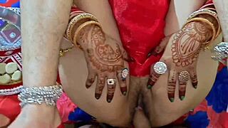 exotic indian girlfriend bent over doggystyle on bed after dirty talk and cunilingus kiss