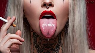 devil casually smokes with lipstick monster fetish vibes