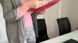 stepmom climaxes in condom as stepson spies office thrill