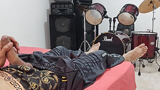 this tall dude strokes his massive throbbing cock solo for homemade domination vibes