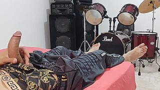 this tall dude strokes his massive throbbing cock solo for homemade domination vibes