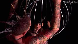 Goth mommy's gaping ass takes deep anal finger and doggystyle pound