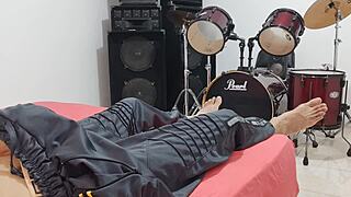 this tall dude strokes his massive throbbing cock solo for homemade domination vibes