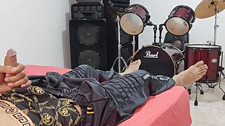 this tall dude strokes his massive throbbing cock solo for homemade domination vibes