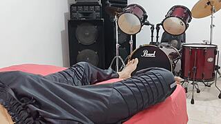 this tall dude strokes his massive throbbing cock solo for homemade domination vibes