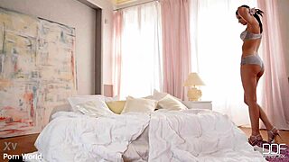 Feast Eyes on Hungarian Brunette Tattoo in Bedroom Lingerie Heels