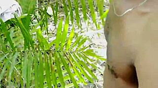 King of forest rips clothes slaps wet hairy pussy with huge cucumber in epic nature fuck