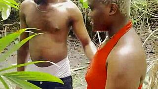 King of forest rips clothes slaps wet hairy pussy with huge cucumber in epic nature fuck