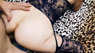 Wife in stockings stars in couple's steamy filming session