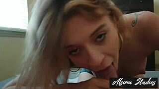 cutest college babe deepthroats stepbro's cock petite natural tits bouncing help me out